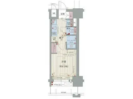 プレサンス神戸裁判所前デリシア(1K/6階)の間取り写真