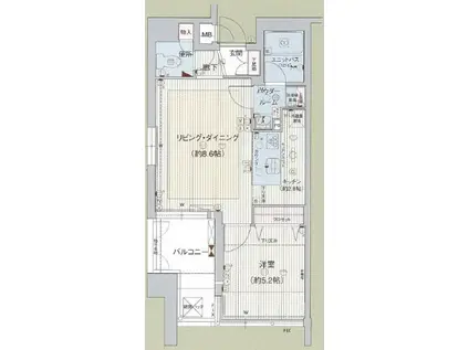 プレサンス三宮花時計前(1LDK/15階)の間取り写真