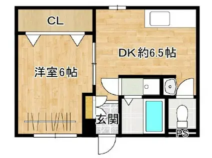 マルベリーハウス(1DK/3階)の間取り写真