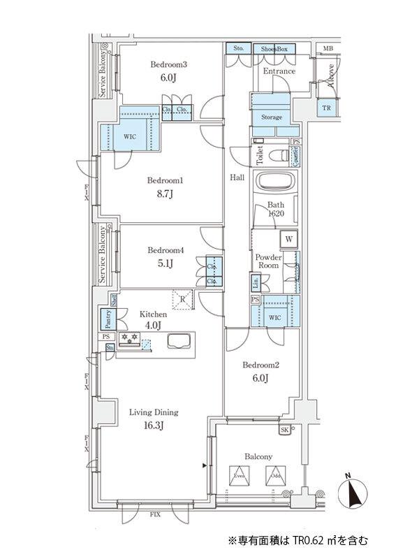 パークシュロス芦屋(4LDK/3階)の間取り写真