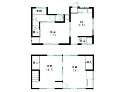 阪神電鉄本線 芦屋駅(阪神) 徒歩8分 2階建 築52年(3DK)の間取り写真