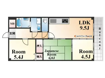 ベルコート相楽園(3LDK/5階)の間取り写真