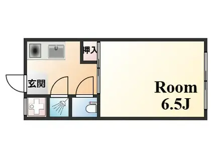 サンハイツ勝野(1K/2階)の間取り写真