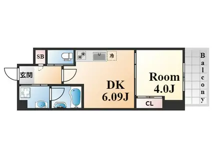 プレジオ日暮通(1DK/13階)の間取り写真