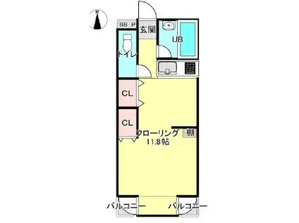 リブコート岡本(1K/1階)の間取り写真