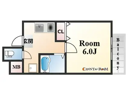 カーサデ六甲(1K/2階)の間取り写真