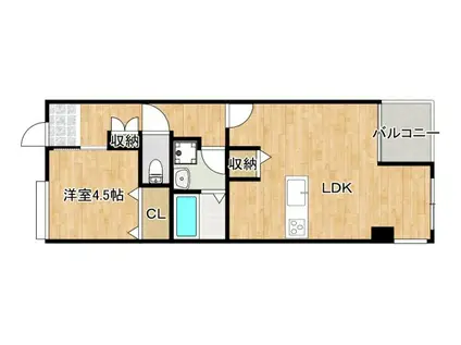 シャレー六甲(1LDK/3階)の間取り写真