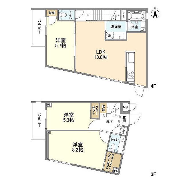 RA-ASHIYA(3LDK/3階)の間取り写真