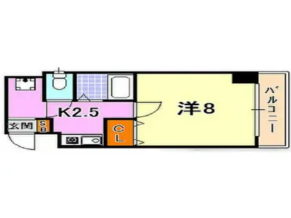 アコルデパルク三宮(1K/2階)の間取り写真