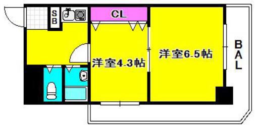 ダンディライオン東灘(2K/2階)の間取り写真