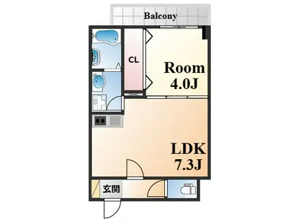 ソリティア芦屋西(1LDK/1階)の間取り写真