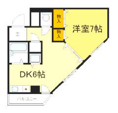 M&Cビル(1DK/4階)の間取り写真