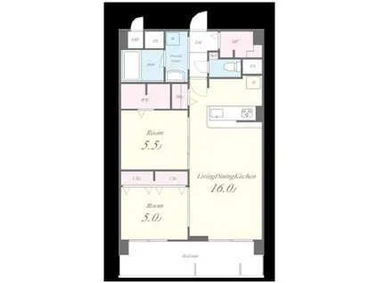 エクセルハイム東灘(2LDK/3階)の間取り写真