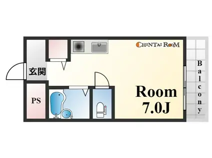 プラーフ岡本(ワンルーム/3階)の間取り写真