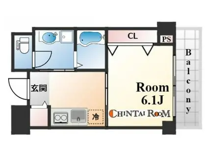 アベニューKOBE山本通(1K/2階)の間取り写真