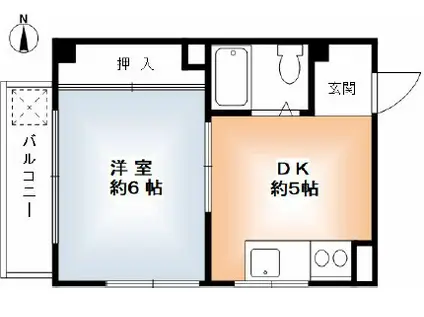 オリバーサイド88(1DK/4階)の間取り写真