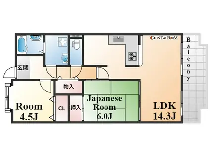 大黒ロイヤルハイツ(2LDK/2階)の間取り写真