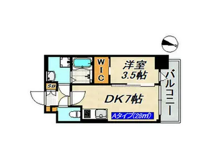 SDグランツ三宮イーストフロント(1DK/2階)の間取り写真