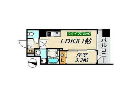 SDグランツ三宮イーストフロント(1LDK/2階)の間取り写真