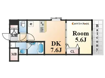 グランビュー六甲(1DK/4階)の間取り写真