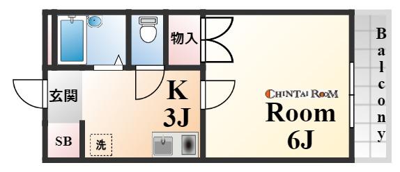 ヘーベル青木(1K/2階)の間取り写真