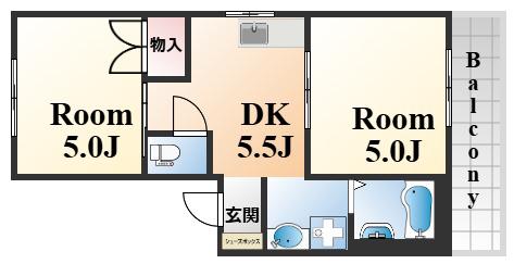 俊成マンション(2DK/3階)の間取り写真
