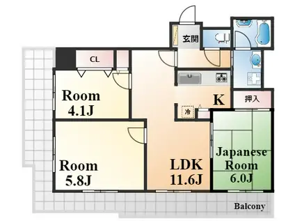 ローレル相楽園(3LDK/10階)の間取り写真