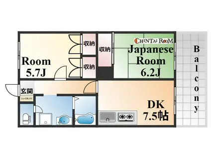 INK東灘(2DK/3階)の間取り写真