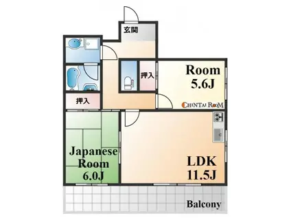 ファミリーハイツ徳井(2LDK/5階)の間取り写真