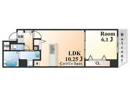モンマール三宮(1LDK/1階)の間取り写真