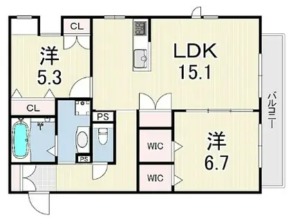 田中町3丁目へーベルメゾン(2LDK/1階)の間取り写真