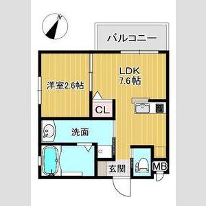 ワコーレヴィータ国香通(1DK/3階)の間取り写真