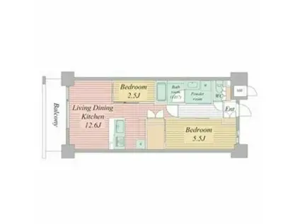 LIVECASA西宮(2LDK/3階)の間取り写真