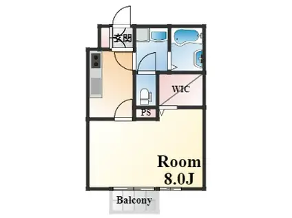 ロイヤルコートⅡ(1K/1階)の間取り写真