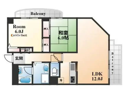 IVY HEIGHTS(2LDK/6階)の間取り写真