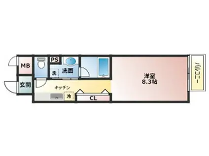 リブェール天城(1K/1階)の間取り写真