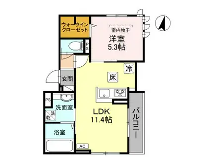 CRYSTAL COURT西宮北口(1LDK/1階)の間取り写真