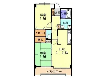 ヌーベル芦屋(2LDK/4階)の間取り写真