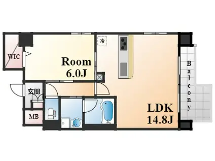 エルイソベ三宮(1LDK/11階)の間取り写真