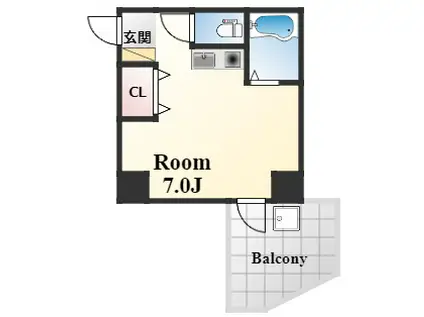 ハイツグラナダ(ワンルーム/5階)の間取り写真