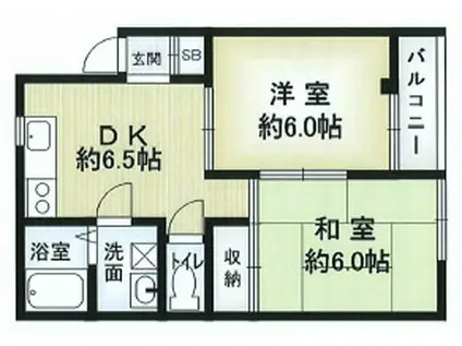 コートハウスITO(2DK/2階)の間取り写真