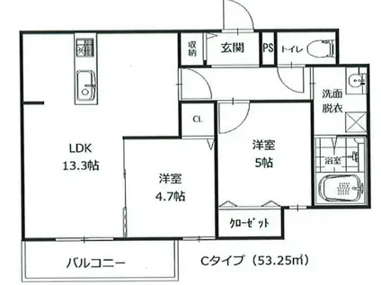 RIVIERE西宮(2LDK/2階)の間取り写真
