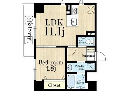 MAIN STAGE甲子園口(1LDK/1階)の間取り写真