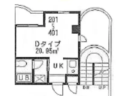 ロイヤルメゾン芦屋Ⅵ(1K/3階)の間取り写真