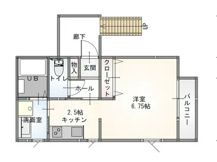 アリビア鈴蘭台(1K/2階)の間取り写真