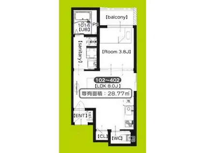 メゾンプラーナ笠屋(1LDK/2階)の間取り写真
