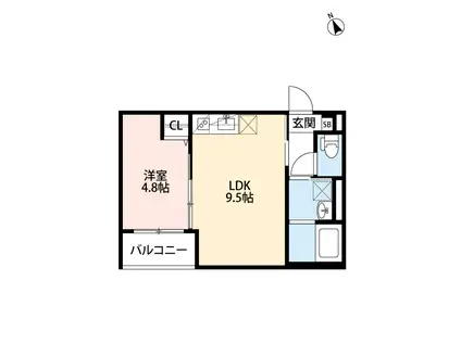 メゾンショコラW(1LDK/2階)の間取り写真