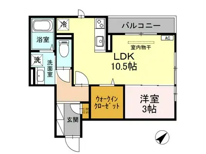 MINT甲子園五番町(1LDK/1階)の間取り写真