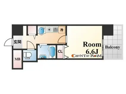 ロイヤルヒル神戸三宮(1K/3階)の間取り写真