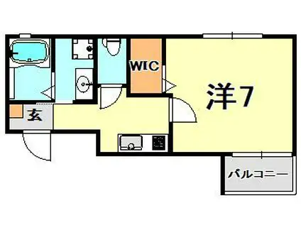 ワコーレヴィータ篠原南町(1K/2階)の間取り写真